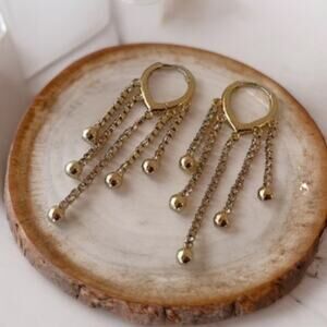 NEW 14K yellow Gold plated CZ chandelier drop dangle earrings jewelry B28A